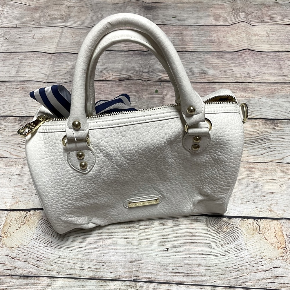 Steve Madden white satchel with ribbon